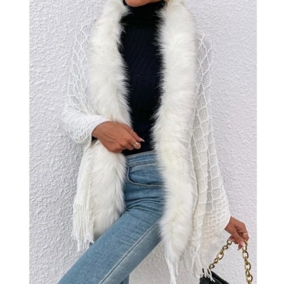 Celeb Style Faux fur open front cardigan - Picture 7 of 7